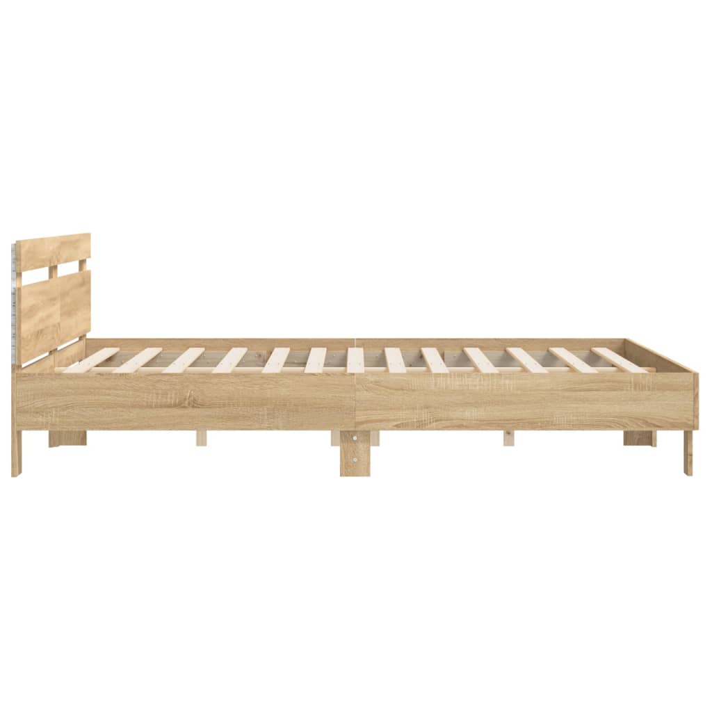 Modern Wooden Emperor Size 2m Bed Frame Base With Headboard & LED Light