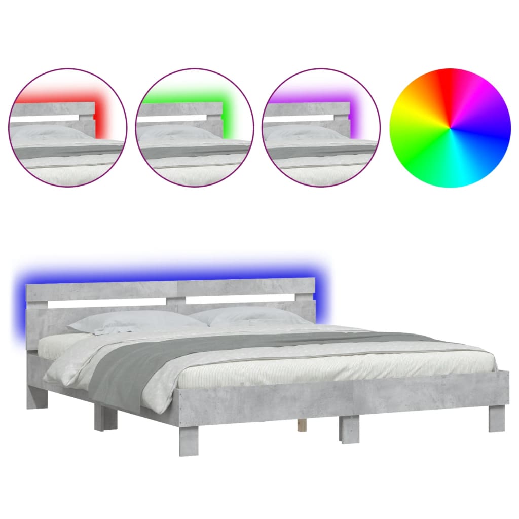 Modern Wooden Emperor Size 2m Bed Frame Base With Headboard & LED Light