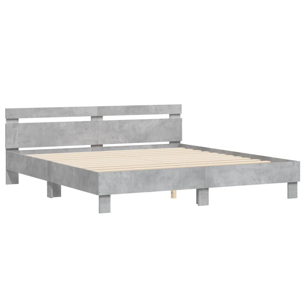 Modern Wooden Emperor Size 2m Bed Frame Base With Headboard & LED Light