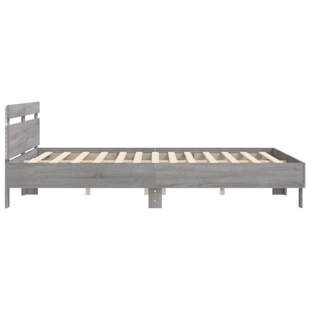 Modern Wooden Emperor Size 2m Bed Frame Base With Headboard & LED Light
