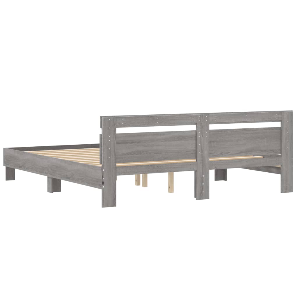 Modern Wooden Emperor Size 2m Bed Frame Base With Headboard & LED Light