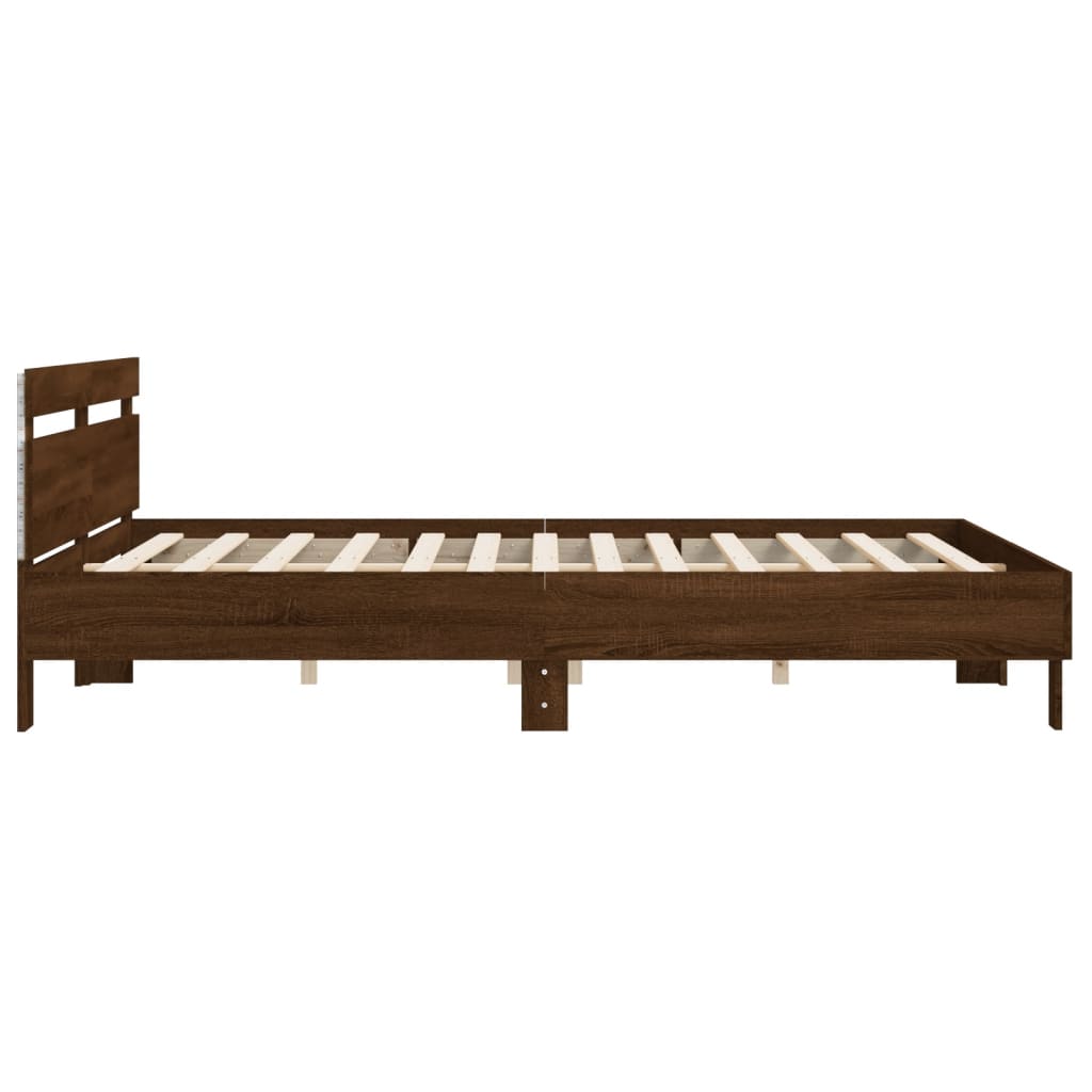 Modern Wooden Emperor Size 2m Bed Frame Base With Headboard & LED Light