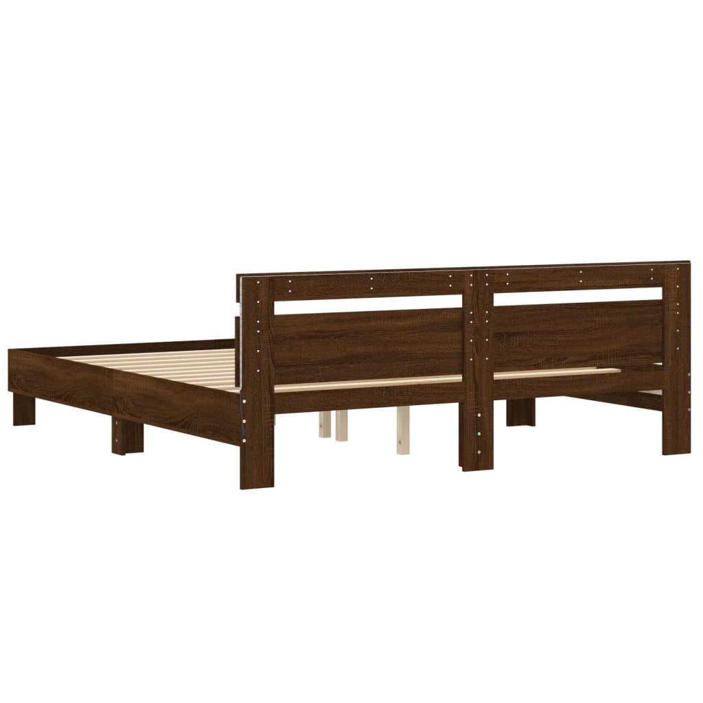 Modern Wooden Emperor Size 2m Bed Frame Base With Headboard & LED Light