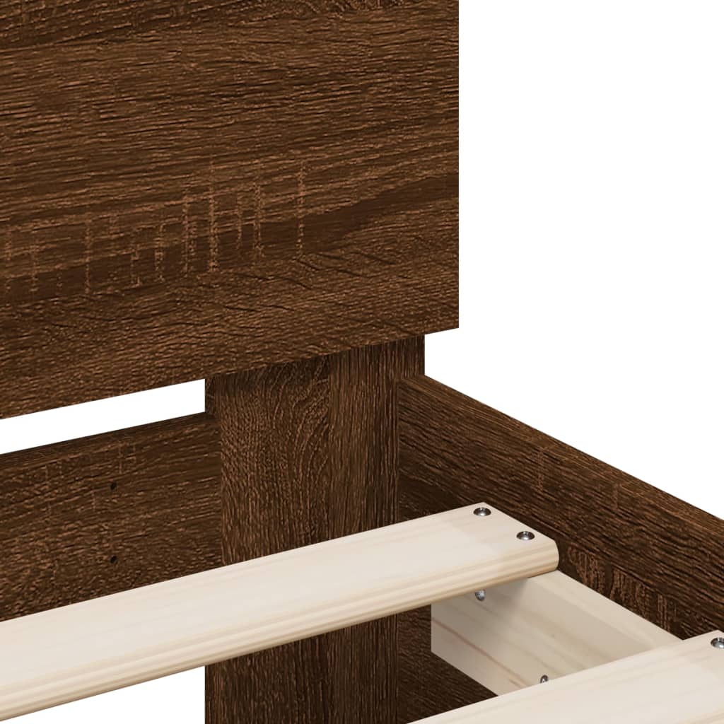 Modern Wooden Emperor Size 2m Bed Frame Base With Headboard & LED Light