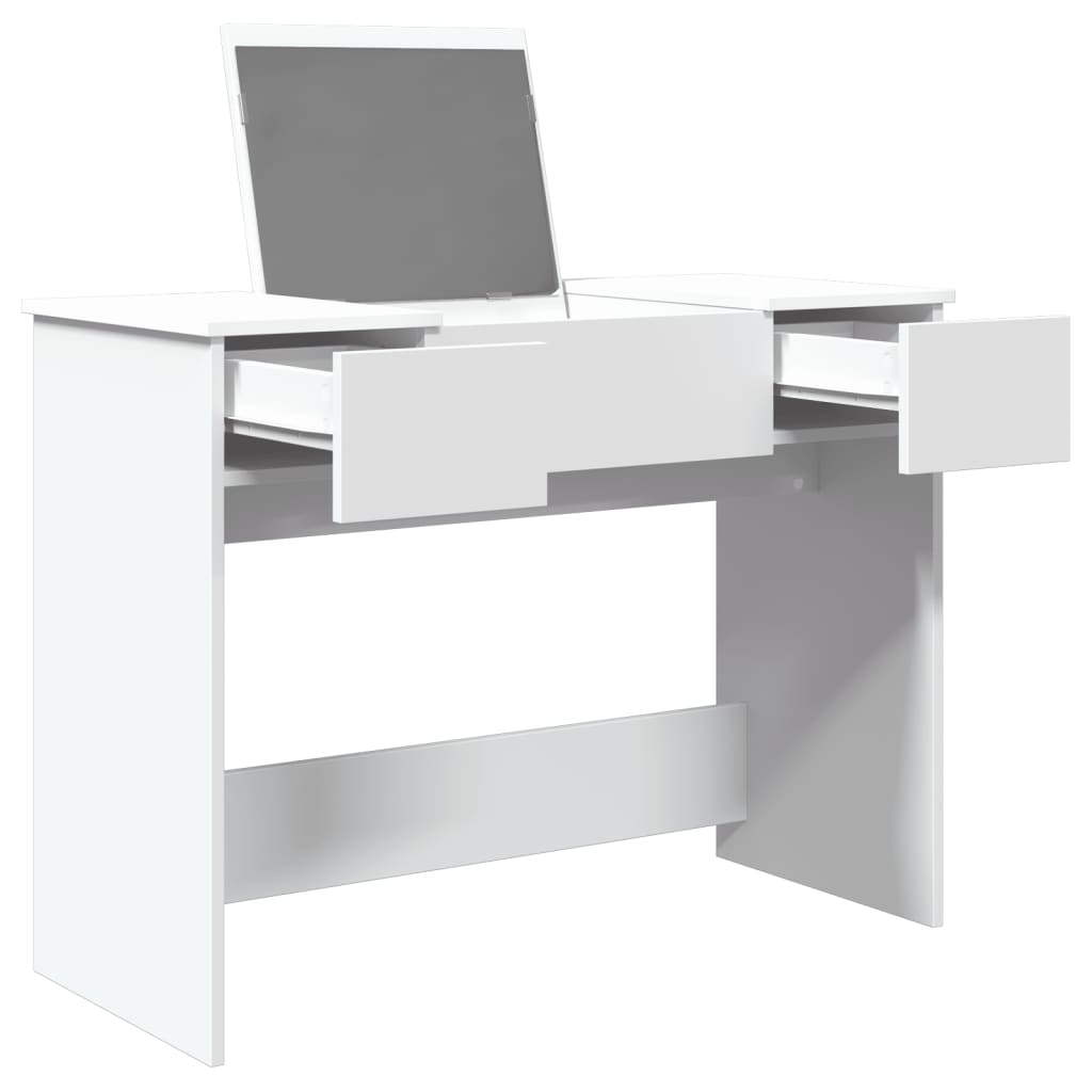 Modern Wooden Dressing Table Makeup Vanity Desk With Drawers & Pull Up Mirror