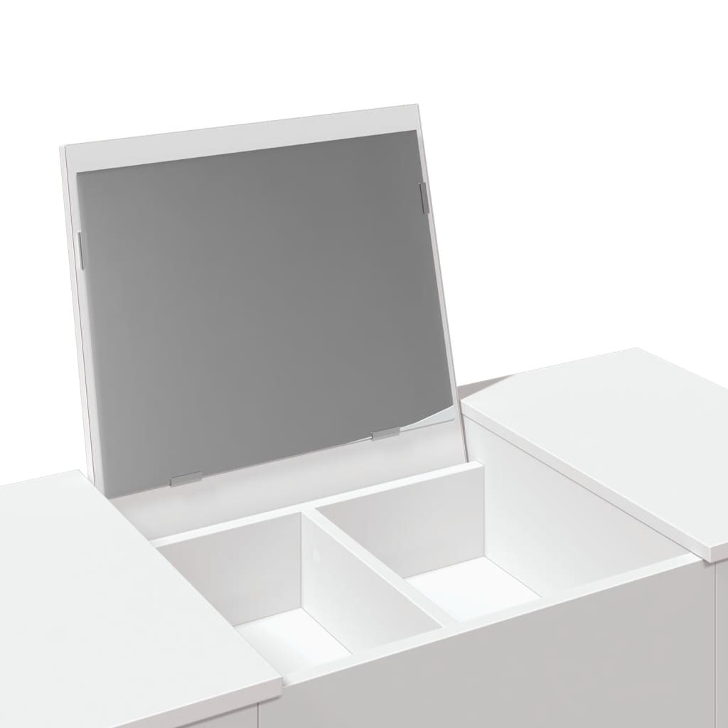 Modern Wooden Dressing Table Makeup Vanity Desk With Drawers & Pull Up Mirror