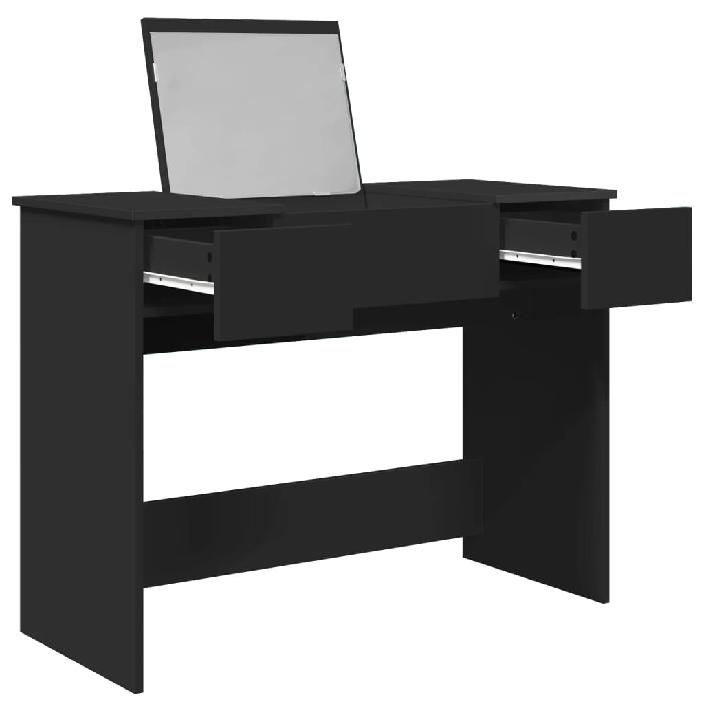 Modern Wooden Dressing Table Makeup Vanity Desk With Drawers & Pull Up Mirror