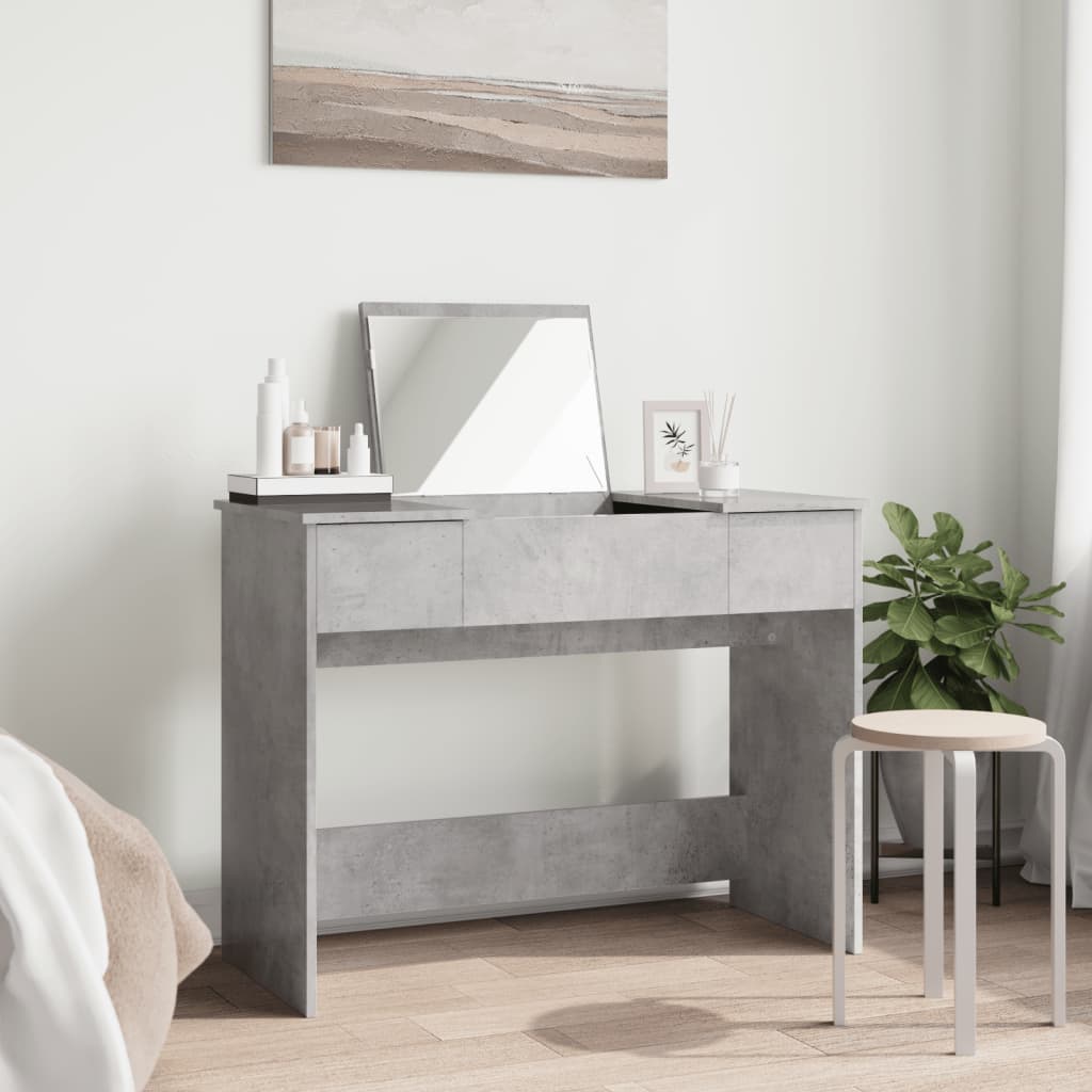 Modern Wooden Dressing Table Makeup Vanity Desk With Drawers & Pull Up Mirror