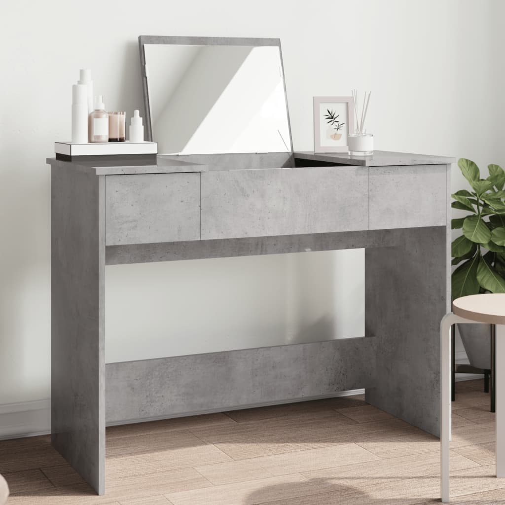 Modern Wooden Dressing Table Makeup Vanity Desk With Drawers & Pull Up Mirror