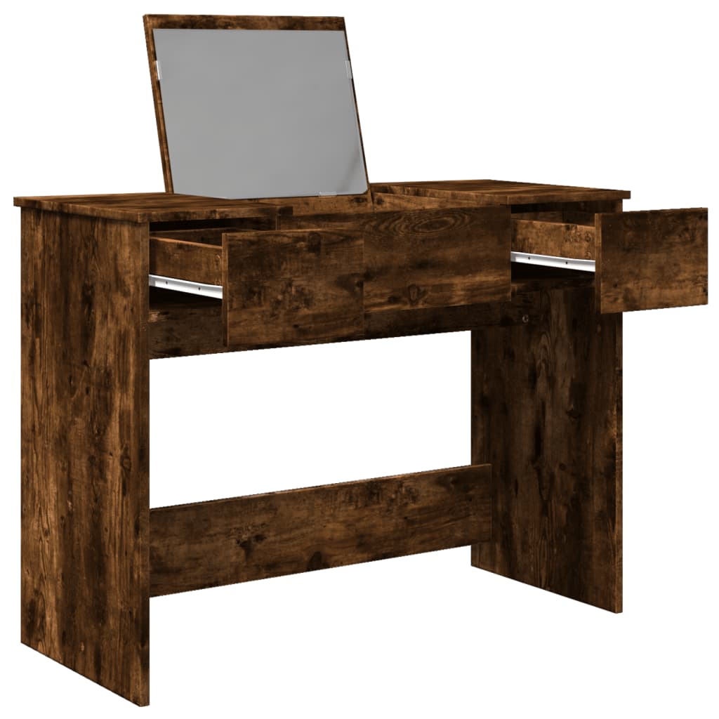 Modern Wooden Dressing Table Makeup Vanity Desk With Drawers & Pull Up Mirror