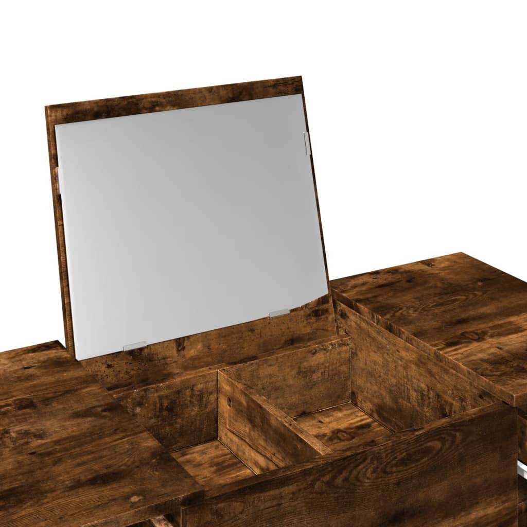 Modern Wooden Dressing Table Makeup Vanity Desk With Drawers & Pull Up Mirror