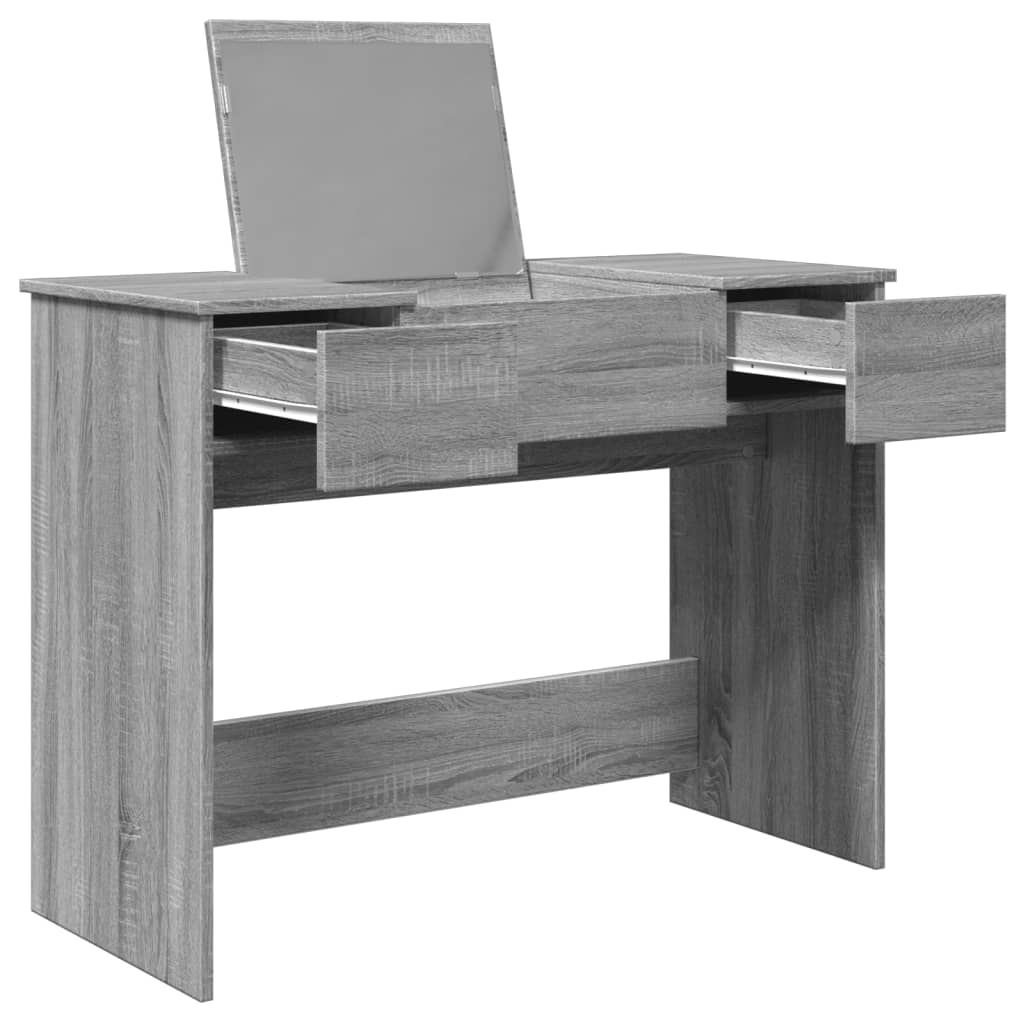 Modern Wooden Dressing Table Makeup Vanity Desk With Drawers & Pull Up Mirror