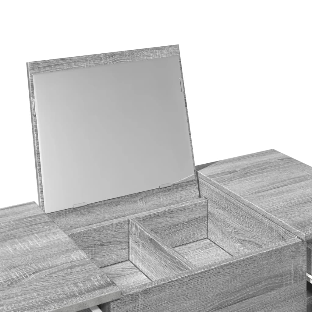 Modern Wooden Dressing Table Makeup Vanity Desk With Drawers & Pull Up Mirror