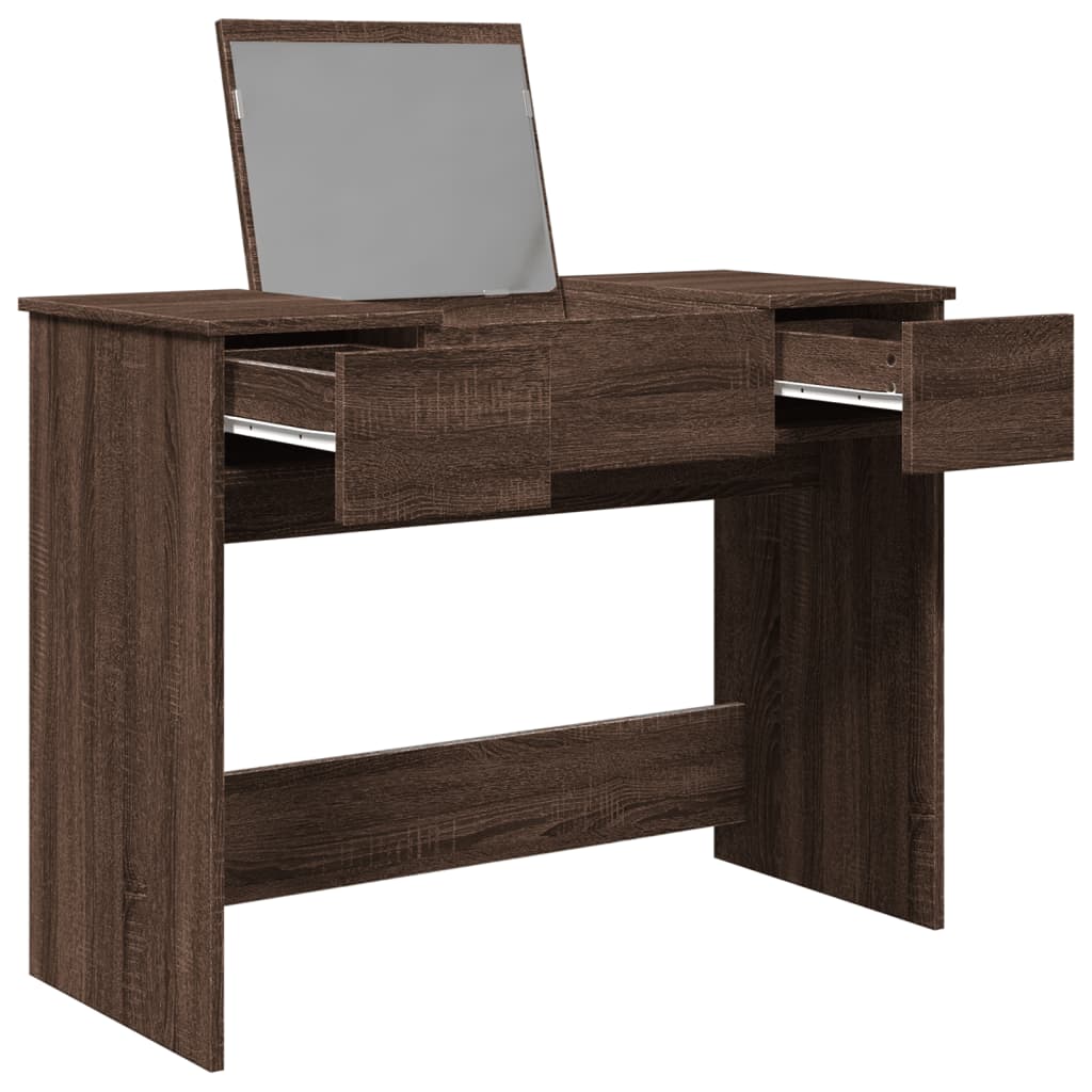 Modern Wooden Dressing Table Makeup Vanity Desk With Drawers & Pull Up Mirror