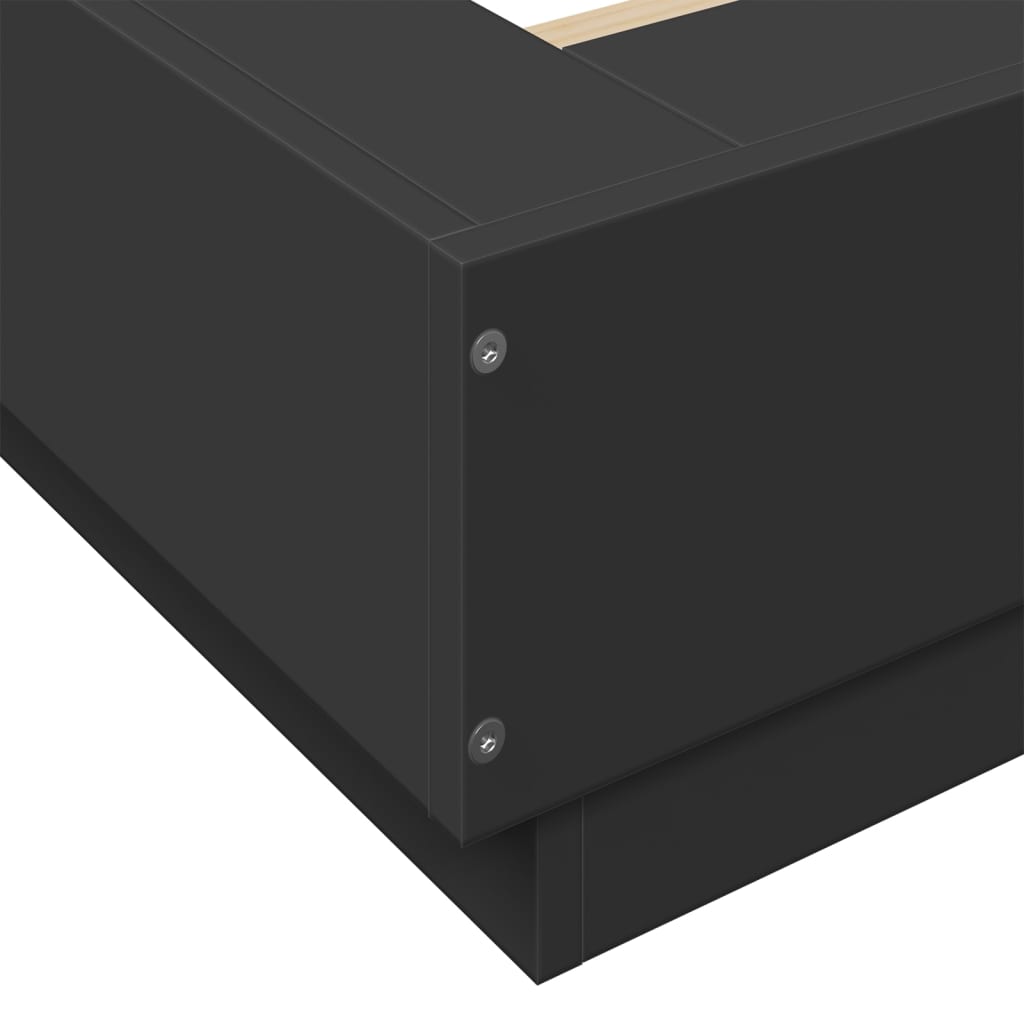 Modern Wooden King Size 150cm Bed Frame Base With LED Lights Wood Beds