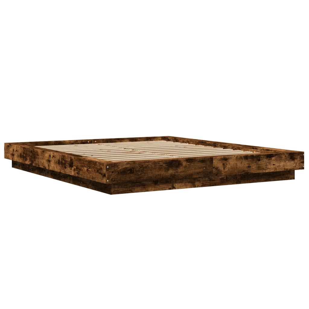 Modern Wooden King Size 150cm Bed Frame Base With LED Lights Wood Beds