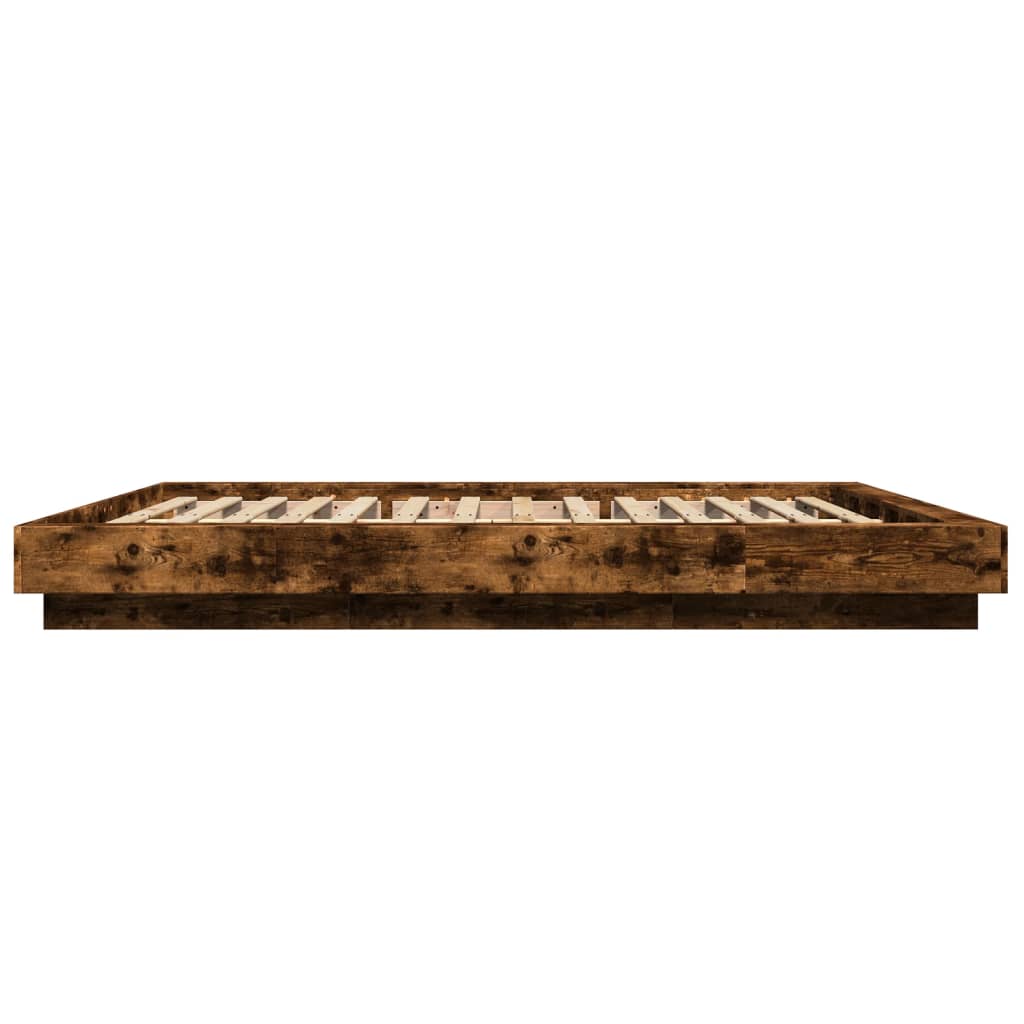 Modern Wooden King Size 150cm Bed Frame Base With LED Lights Wood Beds