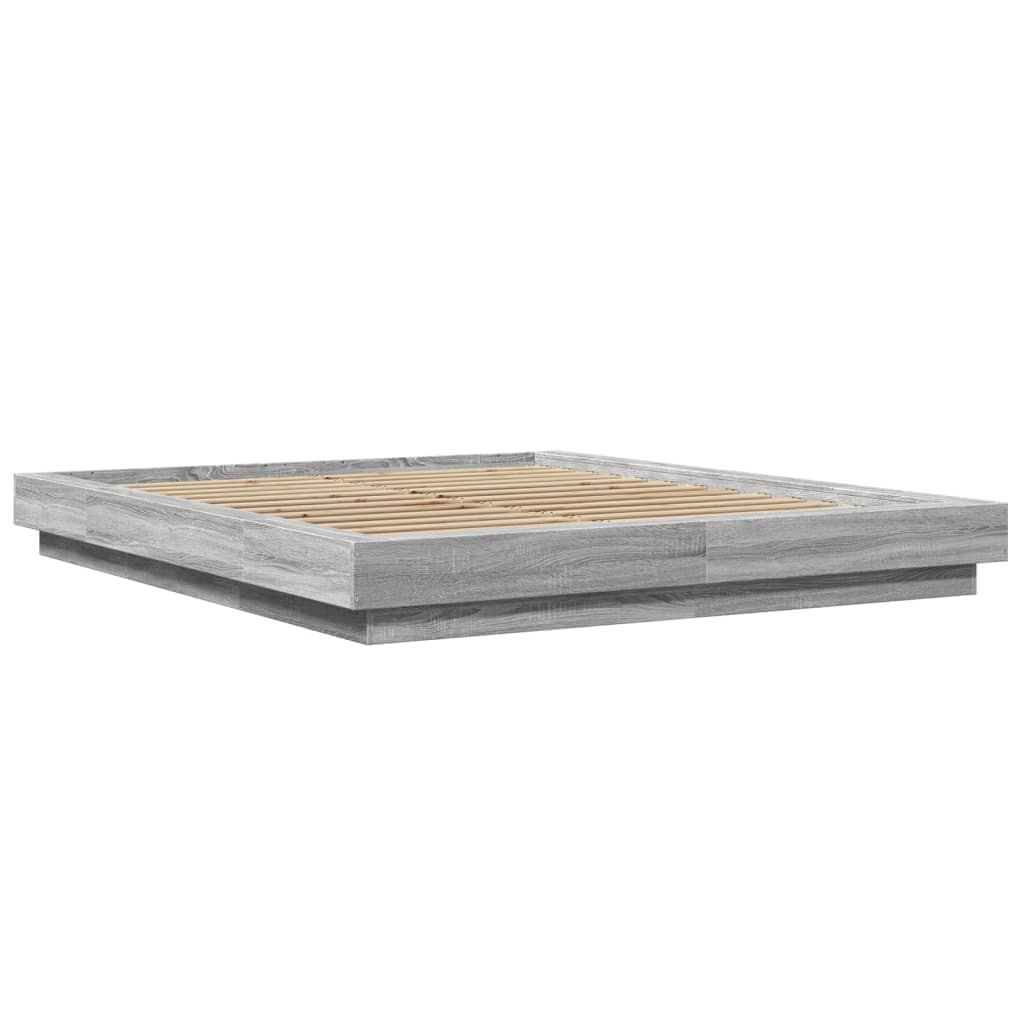 Modern Wooden King Size 150cm Bed Frame Base With LED Lights Wood Beds