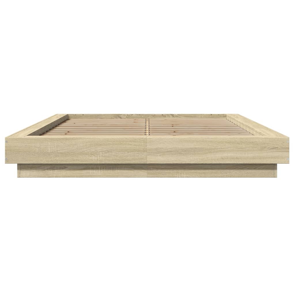 Bed Frame with LED Lights without Mattress Sonoma Oak 120x200cm