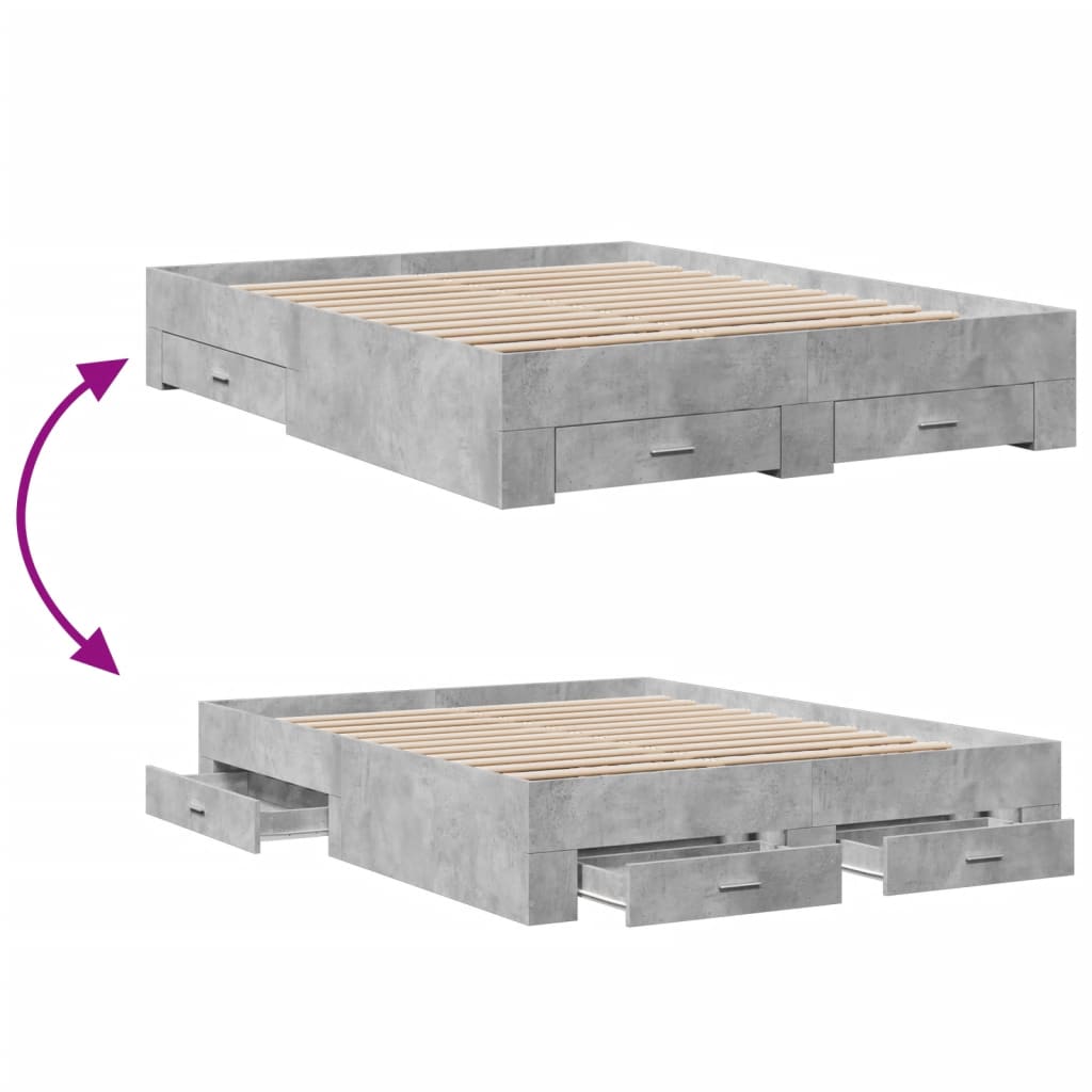 Modern Wooden Queen Size 160cm Bed Frame Base With Storage Drawers Wood Beds