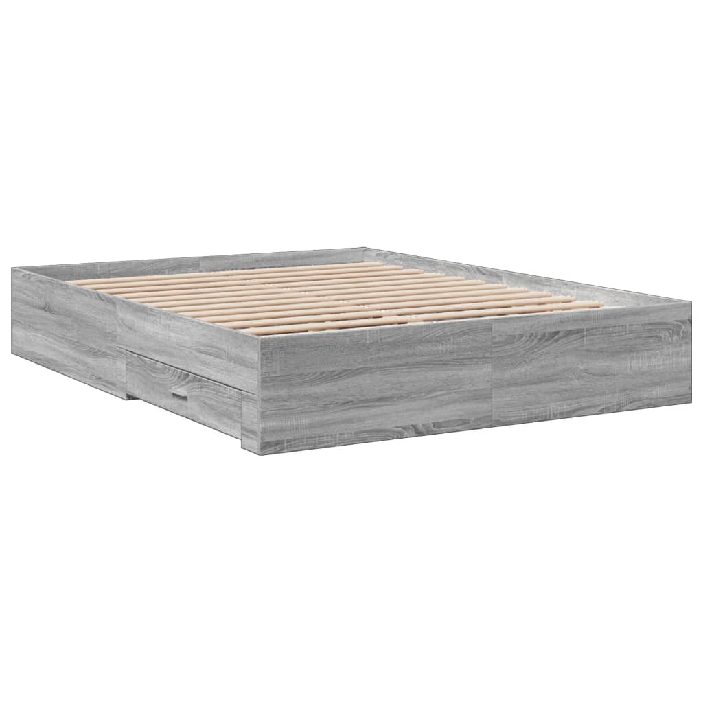 Modern Wooden Queen Size 160cm Bed Frame Base With Storage Drawers Wood Beds