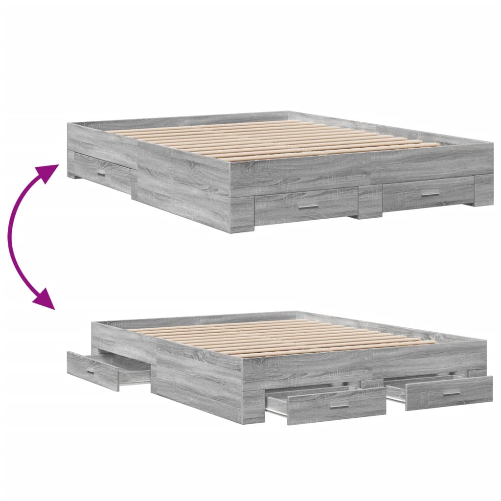 Modern Wooden Queen Size 160cm Bed Frame Base With Storage Drawers Wood Beds