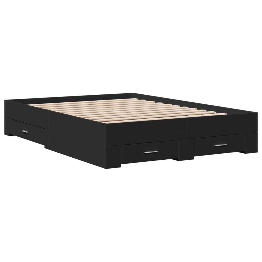 Modern Wooden Double Size 135cm Bed Frame Base With Storage Drawers Wood Beds