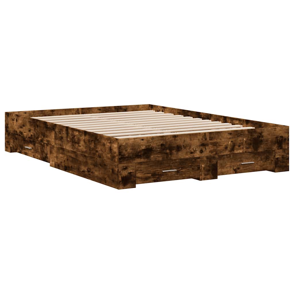 Modern Wooden Double Size 135cm Bed Frame Base With Storage Drawers Wood Beds