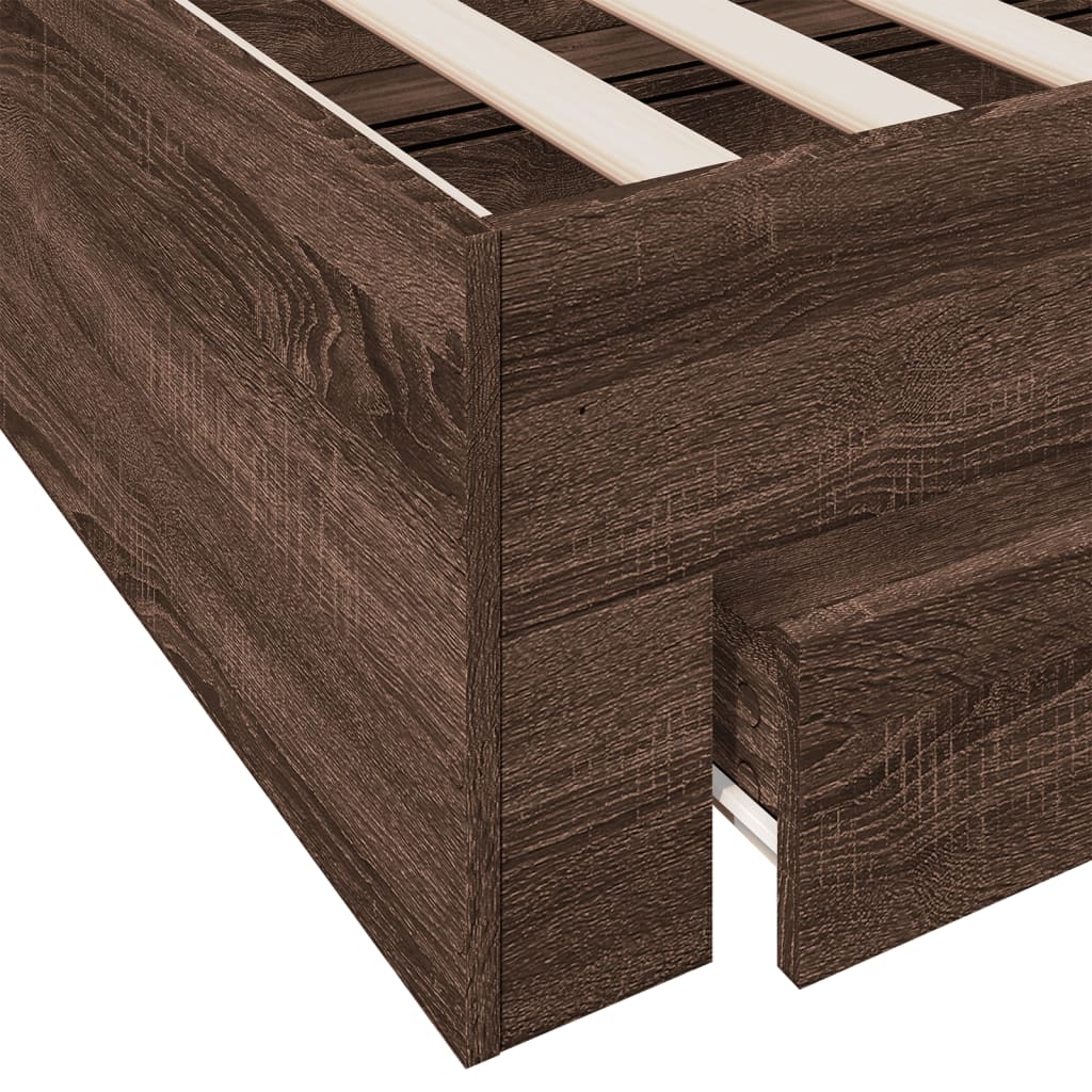 Modern Wooden Double Size 135cm Bed Frame Base With Storage Drawers Wood Beds