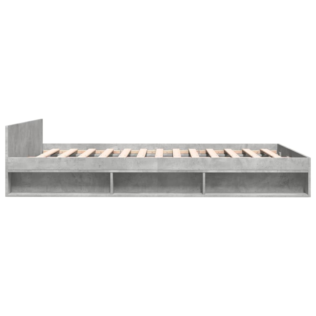 Modern Wooden Double Size 135cm Bed Frame Base With Open Storage & Drawers Wood