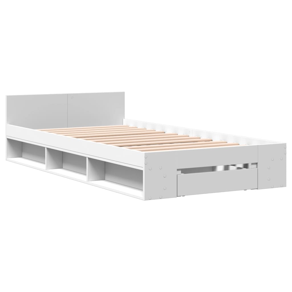 Modern Wooden Single Size 90cm Bed Frame Base With Under Storage Space & Drawer