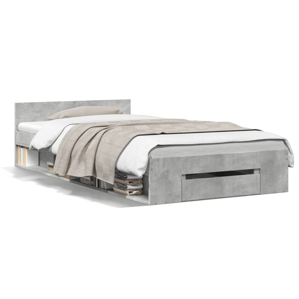 Modern Wooden Single Size 90cm Bed Frame Base With Under Storage Space & Drawer