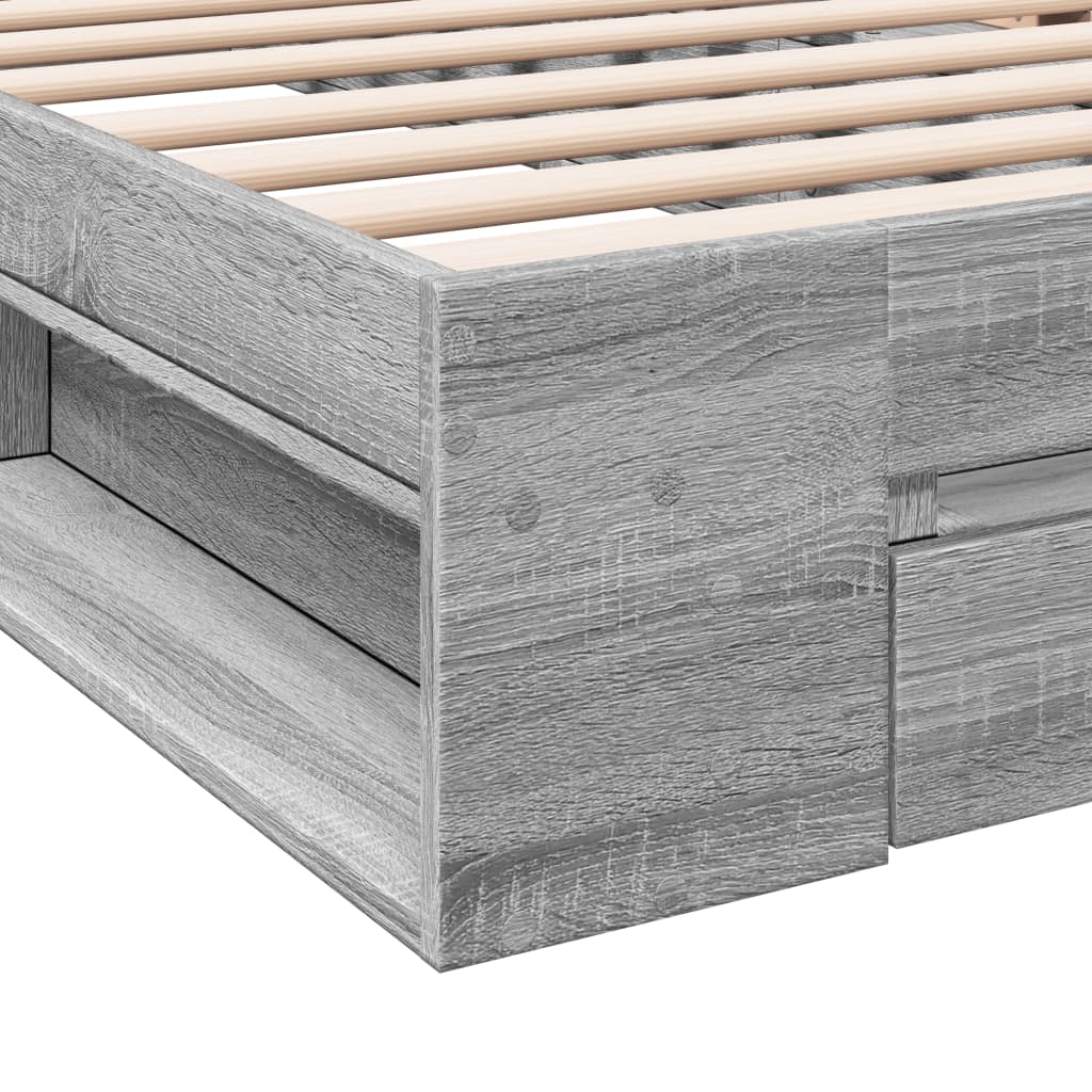 Modern Wooden Single Size 90cm Bed Frame Base With Under Storage Space & Drawer