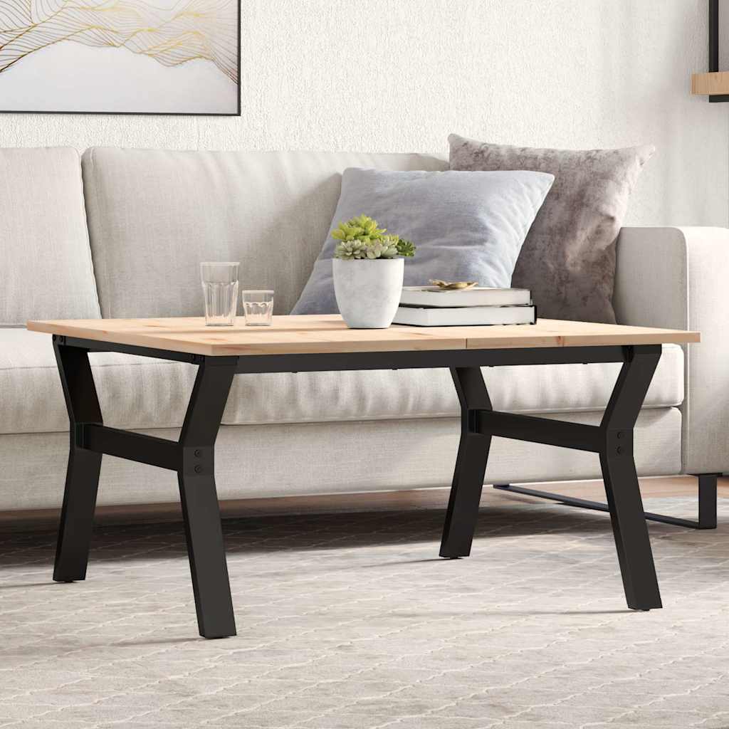Coffee Table Y-Frame 80x80x45 cm Solid Wood Pine and Steel