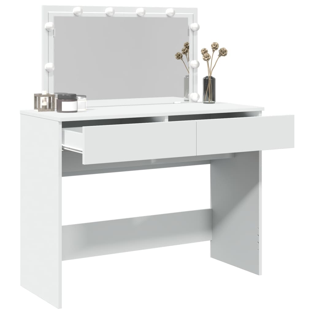 Modern Wooden Wide Dressing Table Makeup Vanity Desk With LED Mirror & Drawers
