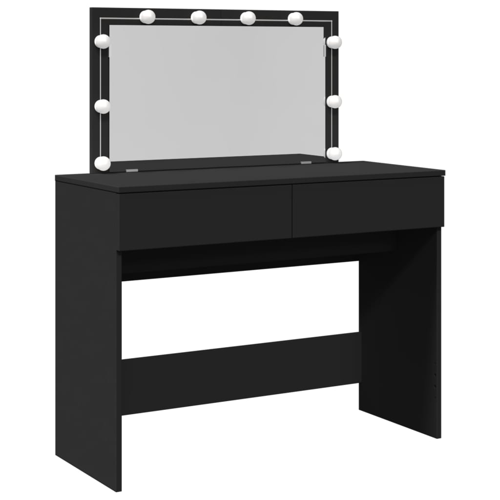 Modern Wooden Wide Dressing Table Makeup Vanity Desk With LED Mirror & Drawers