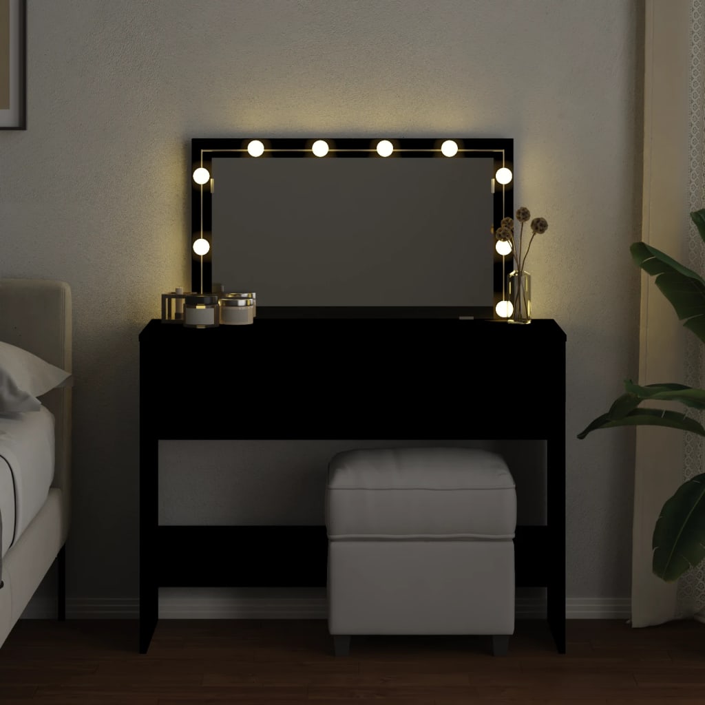 Modern Wooden Wide Dressing Table Makeup Vanity Desk With LED Mirror & Drawers