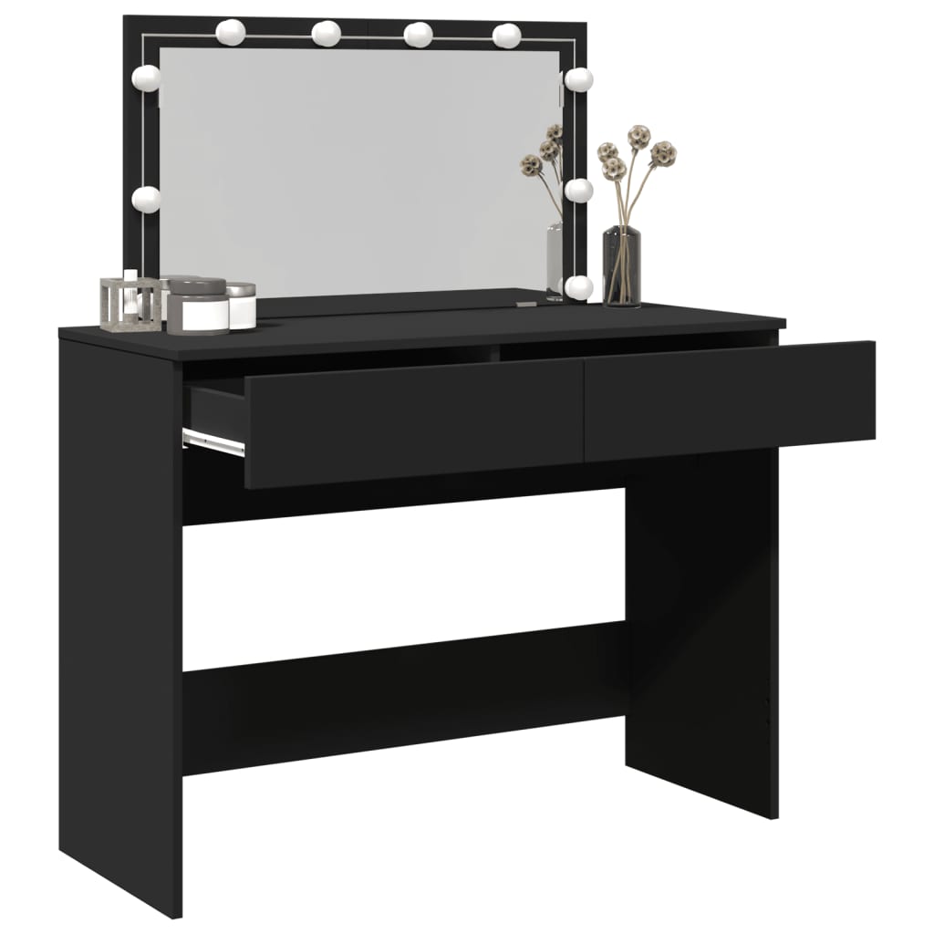 Modern Wooden Wide Dressing Table Makeup Vanity Desk With LED Mirror & Drawers
