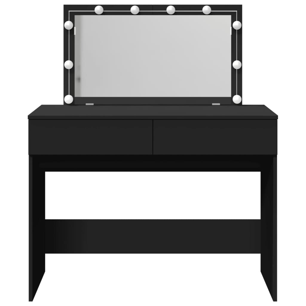 Modern Wooden Wide Dressing Table Makeup Vanity Desk With LED Mirror & Drawers