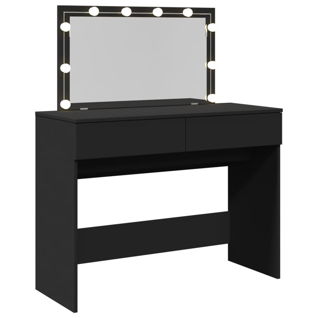 Modern Wooden Wide Dressing Table Makeup Vanity Desk With LED Mirror & Drawers