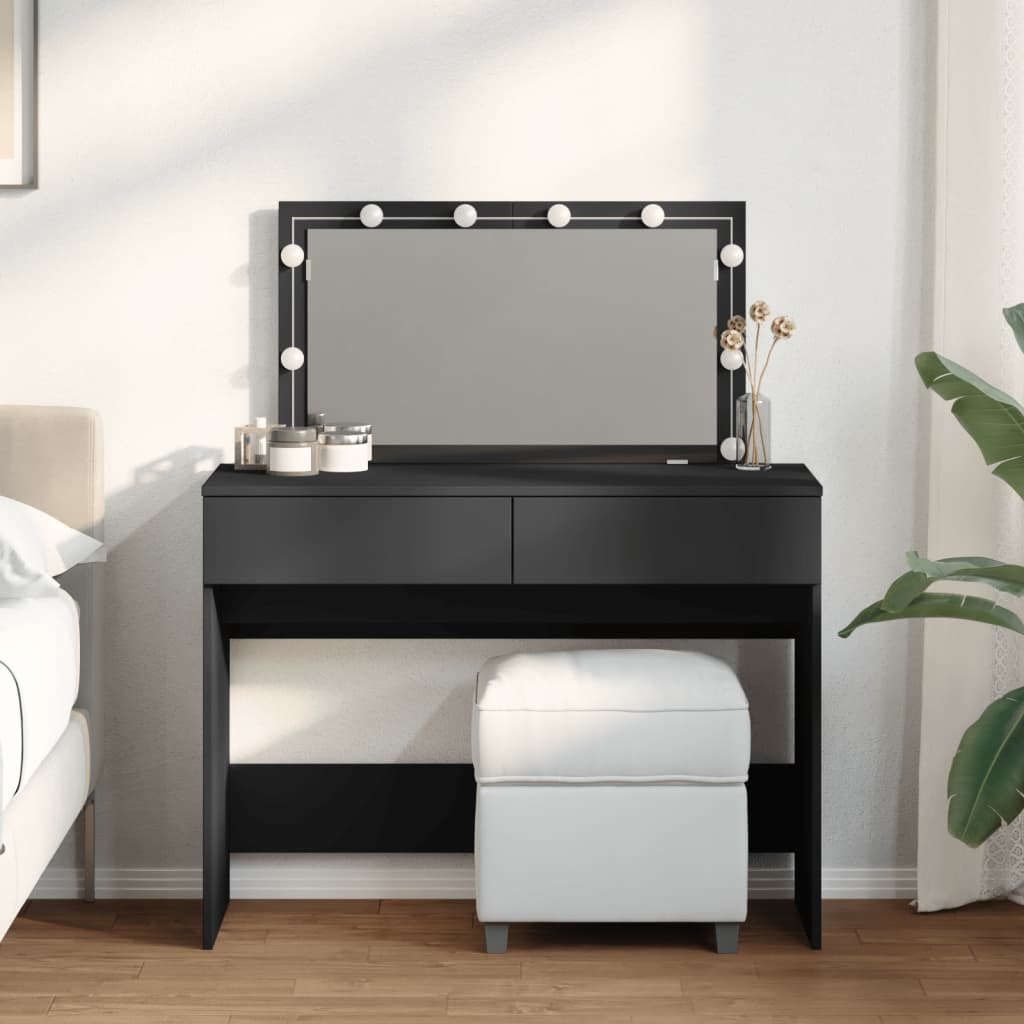 Modern Wooden Wide Dressing Table Makeup Vanity Desk With LED Mirror & Drawers