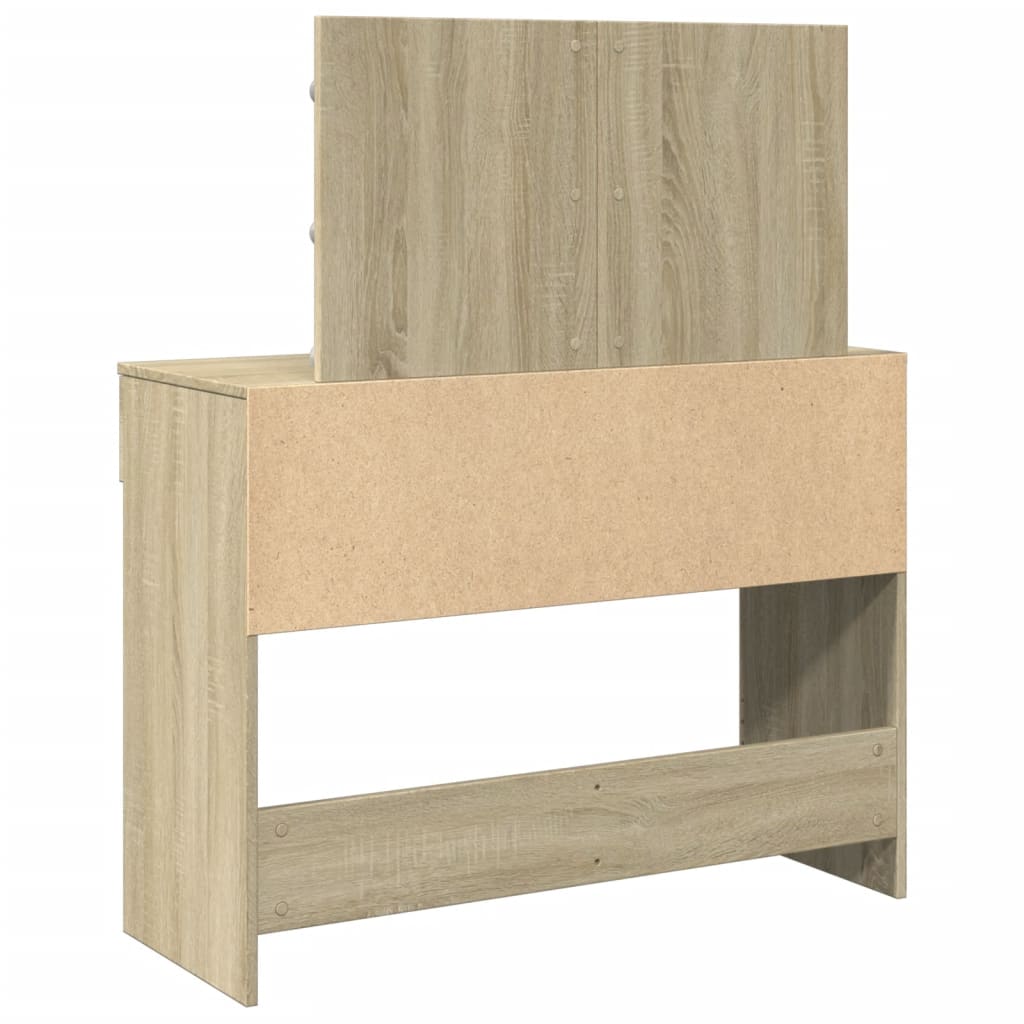 Modern Wooden Wide Dressing Table Makeup Vanity Desk With LED Mirror & Drawers