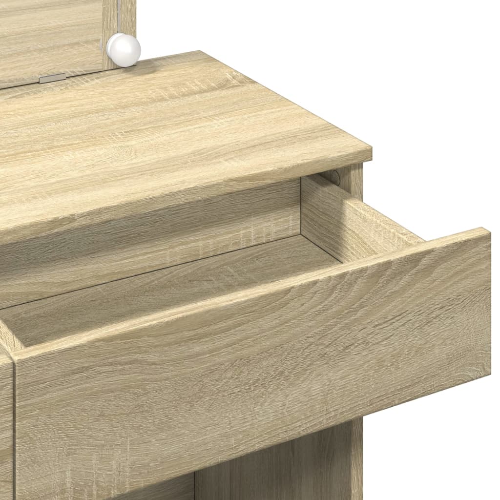 Modern Wooden Wide Dressing Table Makeup Vanity Desk With LED Mirror & Drawers