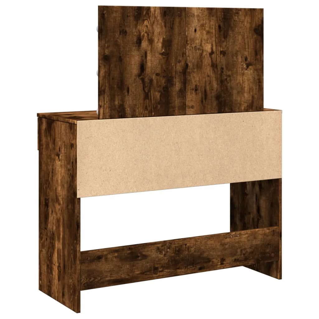 Modern Wooden Wide Dressing Table Makeup Vanity Desk With LED Mirror & Drawers