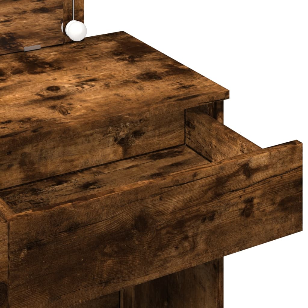 Modern Wooden Wide Dressing Table Makeup Vanity Desk With LED Mirror & Drawers
