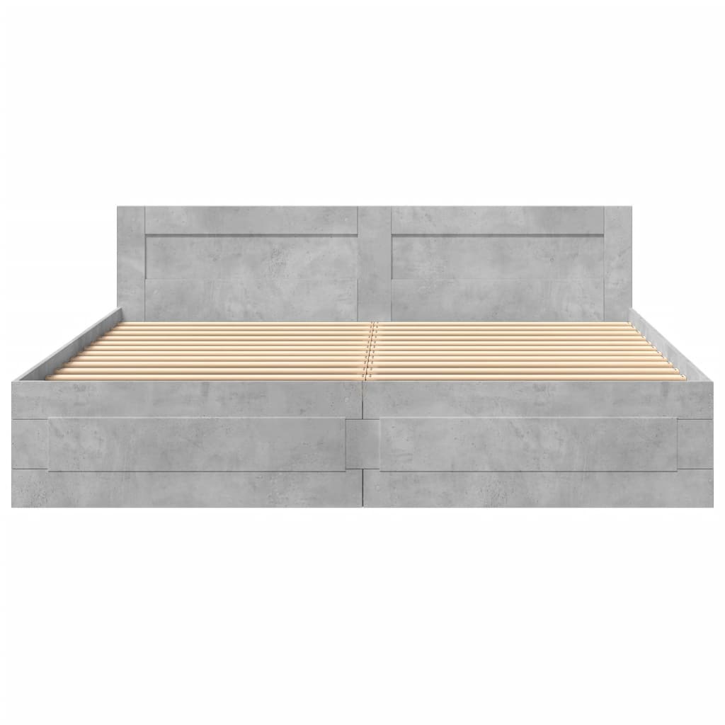 Modern Wooden Super King Size 180cm Bed Frame Base With Headboard & Drawers