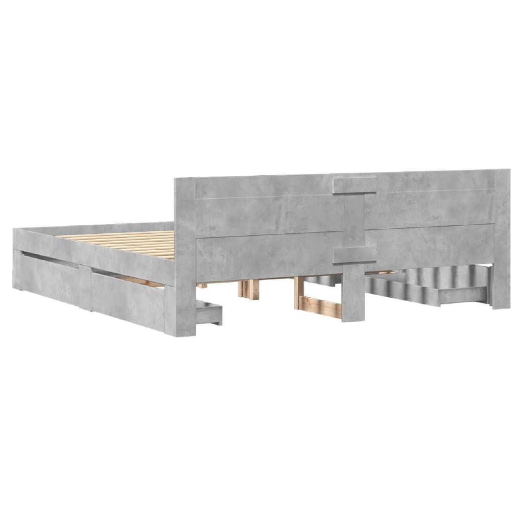 Modern Wooden Super King Size 180cm Bed Frame Base With Headboard & Drawers