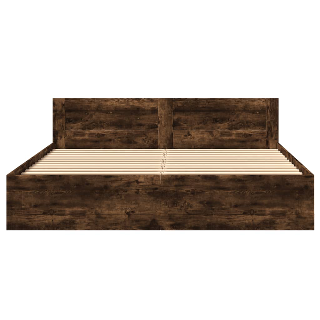 Modern Wooden Super King Size 180cm Bed Frame Base With Headboard & Drawers