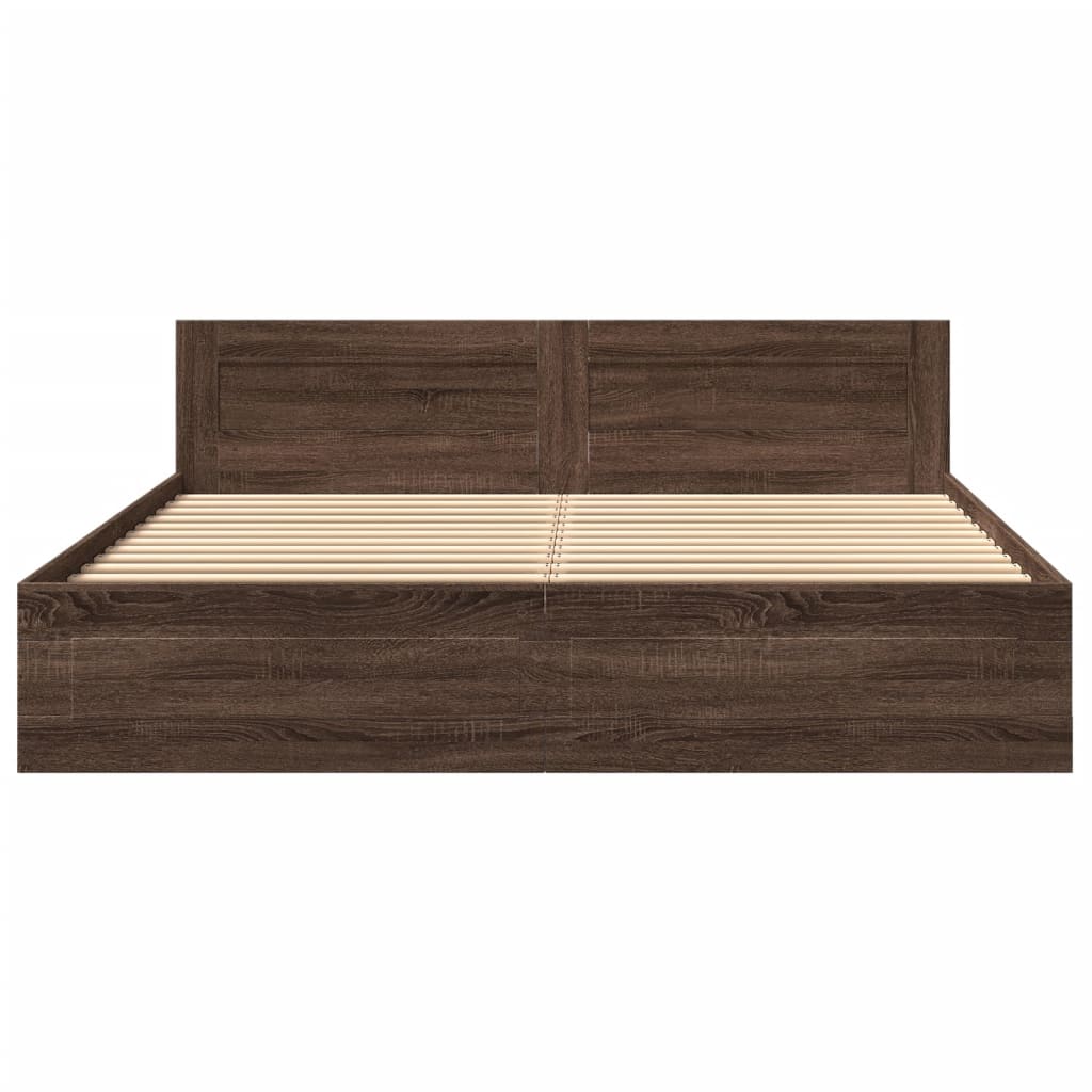 Modern Wooden Super King Size 180cm Bed Frame Base With Headboard & Drawers