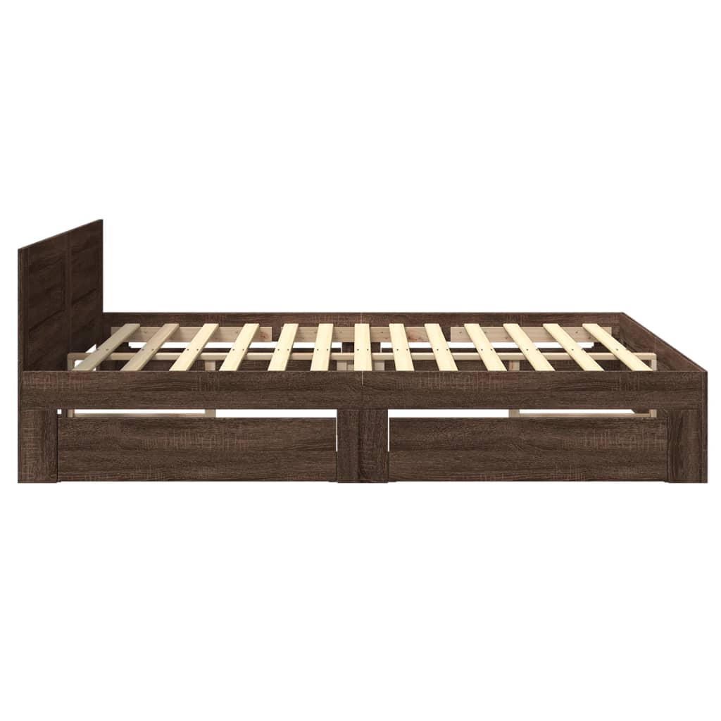 Modern Wooden Super King Size 180cm Bed Frame Base With Headboard & Drawers